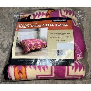 New Nu Trendz Pink Southwestern Print Oregon Trail Polar Fleece Blanket 60 X 80